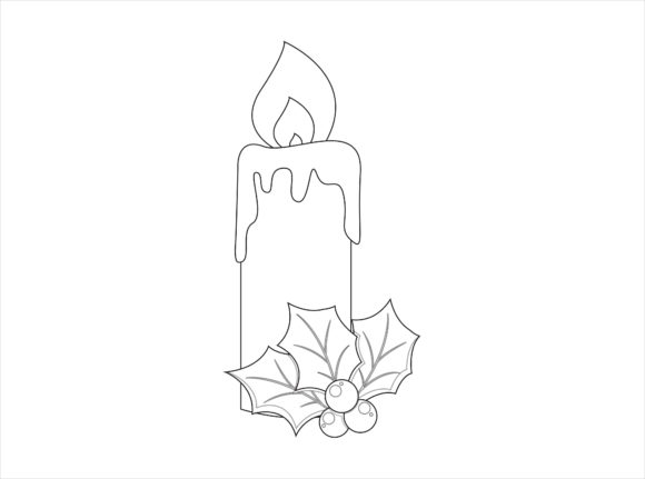 Christmas Candle Outline Icon Vector