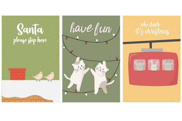 Christmas Card Joy Set Illustrations