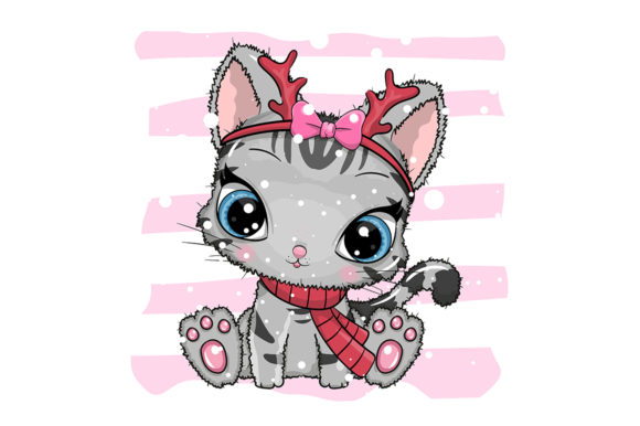 Greeting Card Christmas Cats Illustrations
