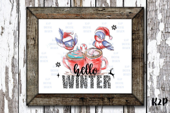 Hello Winter, Merry Christmas Cardinal Illustrations
