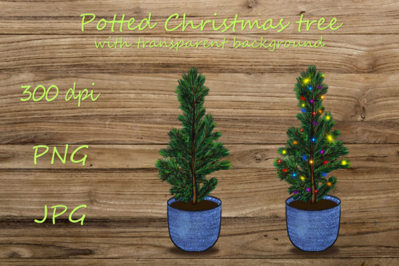 Potted Christmas Tree Illustrations