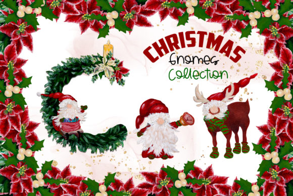 Watercolor Christmas Gnomes Illustrations